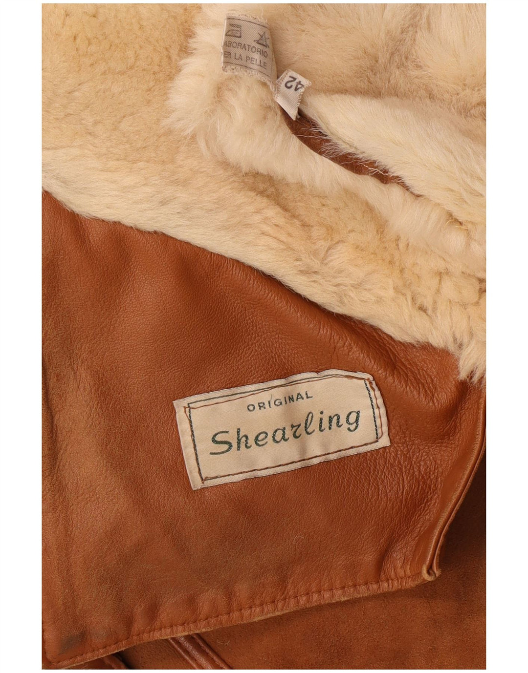 Jaqueta feminina vintage de shearling IT 42 Shearling bege médio