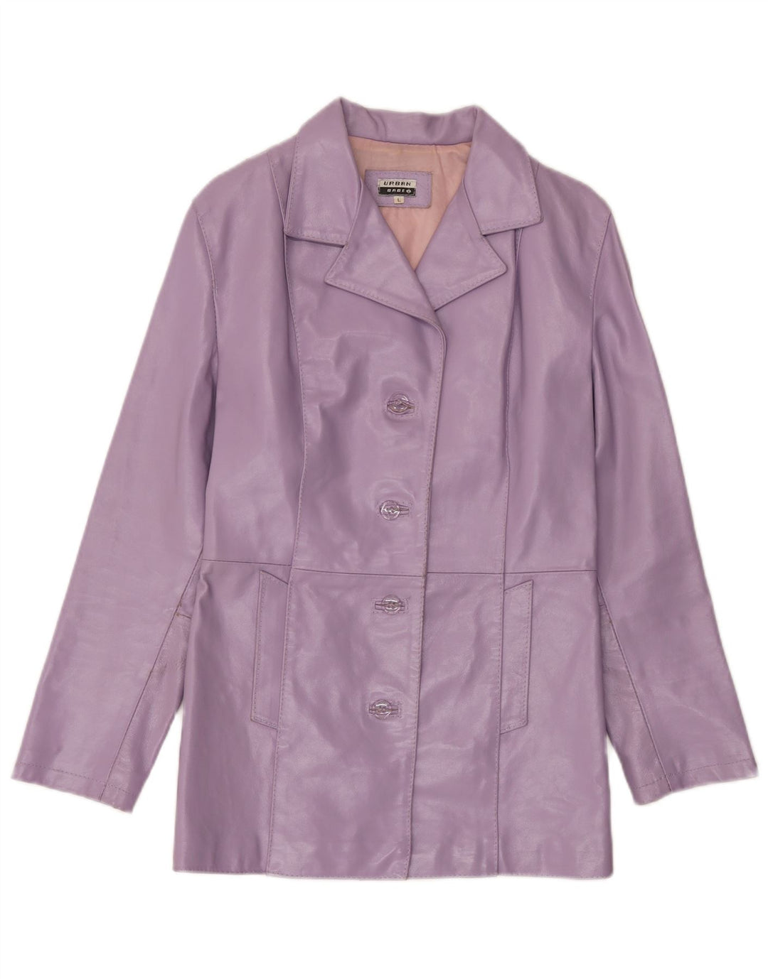 Jaqueta de couro feminina vintage UK 14 grande roxa