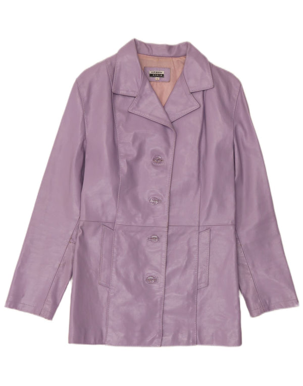 Jaqueta de couro feminina vintage UK 14 grande roxa