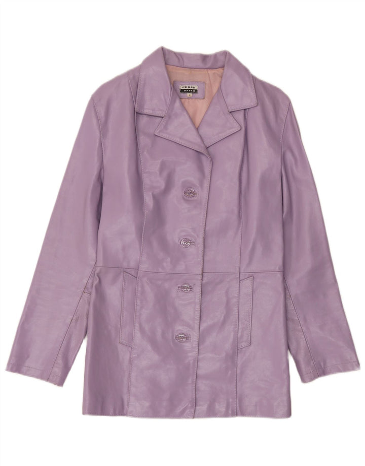 Jaqueta de couro feminina vintage UK 14 grande roxa