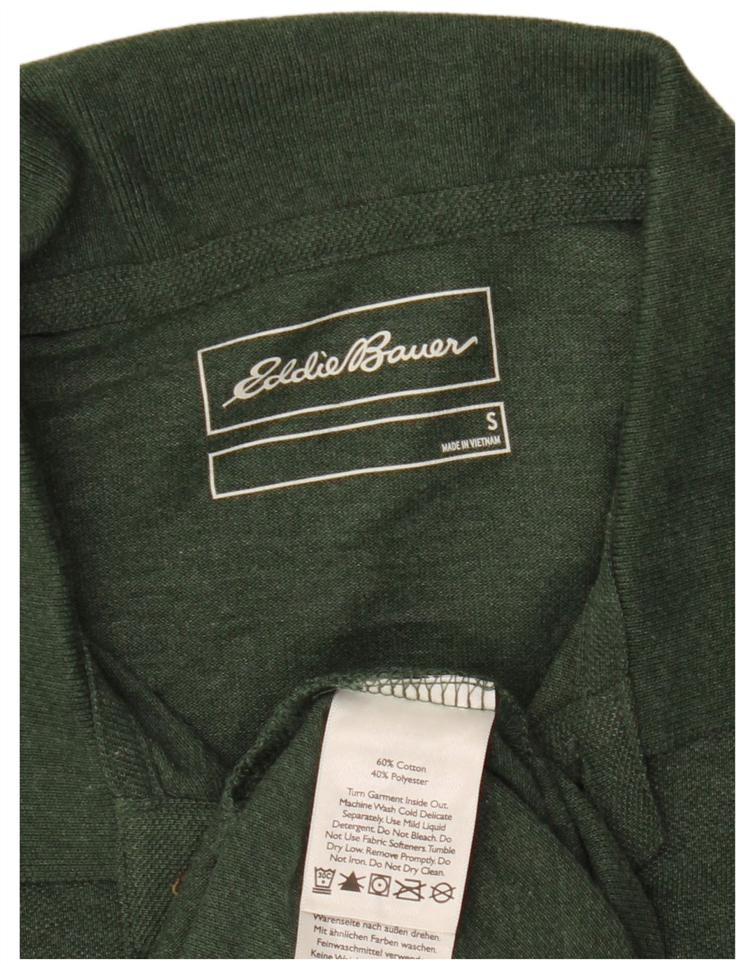 EDDIE BAUER Camisa polo masculina pequena de algodão verde