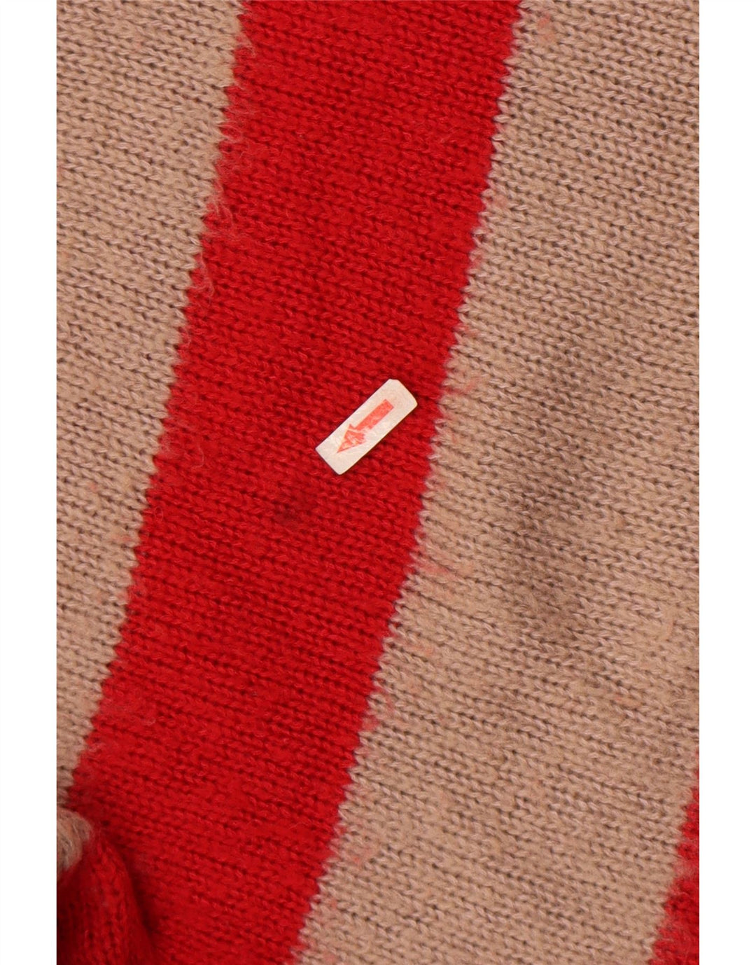 All Saints Suéter masculino grande com decote em V grande acrílico listrado vermelho
