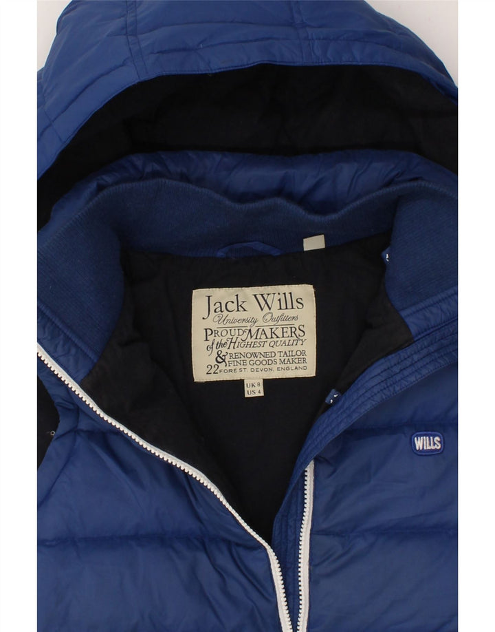 JACK WILLS Womens Hooded Padded Gilet UK 8 Small Blue Nylon Vintage Jack Wills and Second-Hand Jack Wills from Messina Hembry 