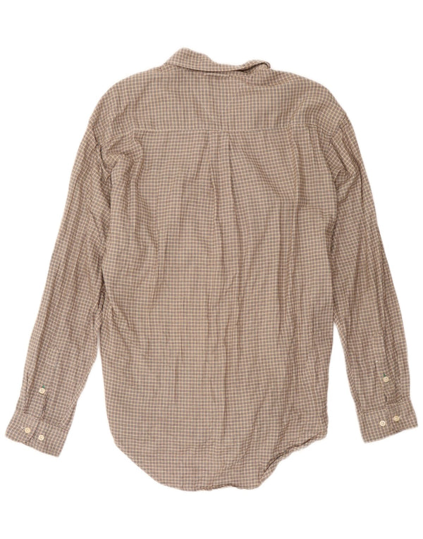Camisa masculina Tommy Hilfiger de algodão xadrez marrom médio