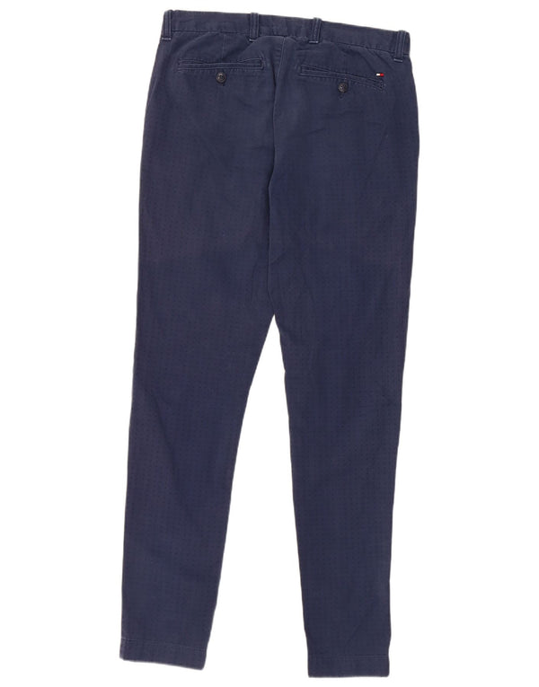 Tommy Hilfiger Mens Slim Chino Calças W30 L32 Azul Marinho Manchado Algodão