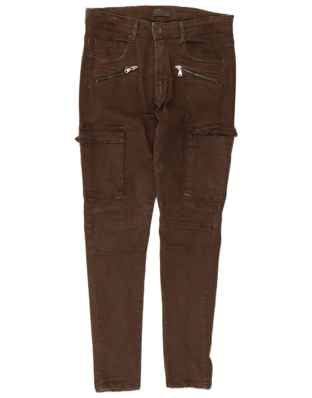 Zara Mens Slim Cargo Calças EU 44 Grande W34 L29 Caqui