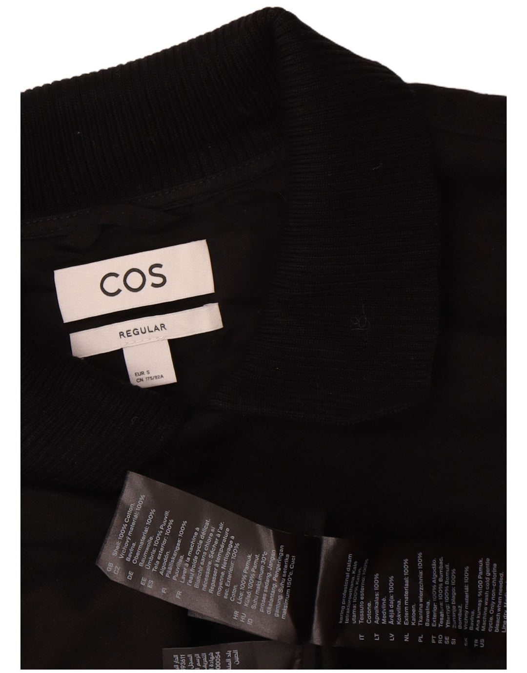 Jaqueta bomber masculina Cos Regular Fit UK 34 algodão preto pequeno
