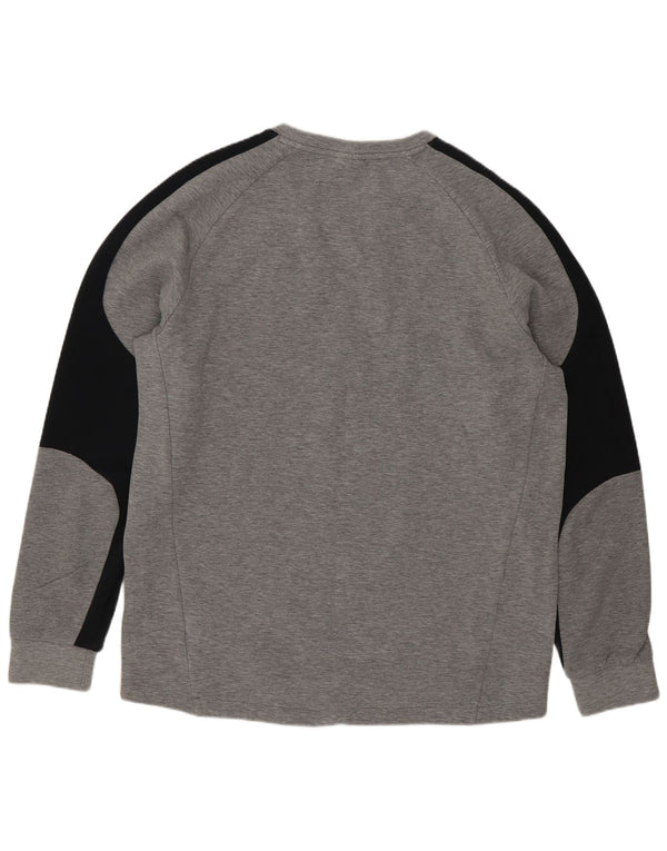 Puma masculino top manga comprida grande cinza colorblock algodão