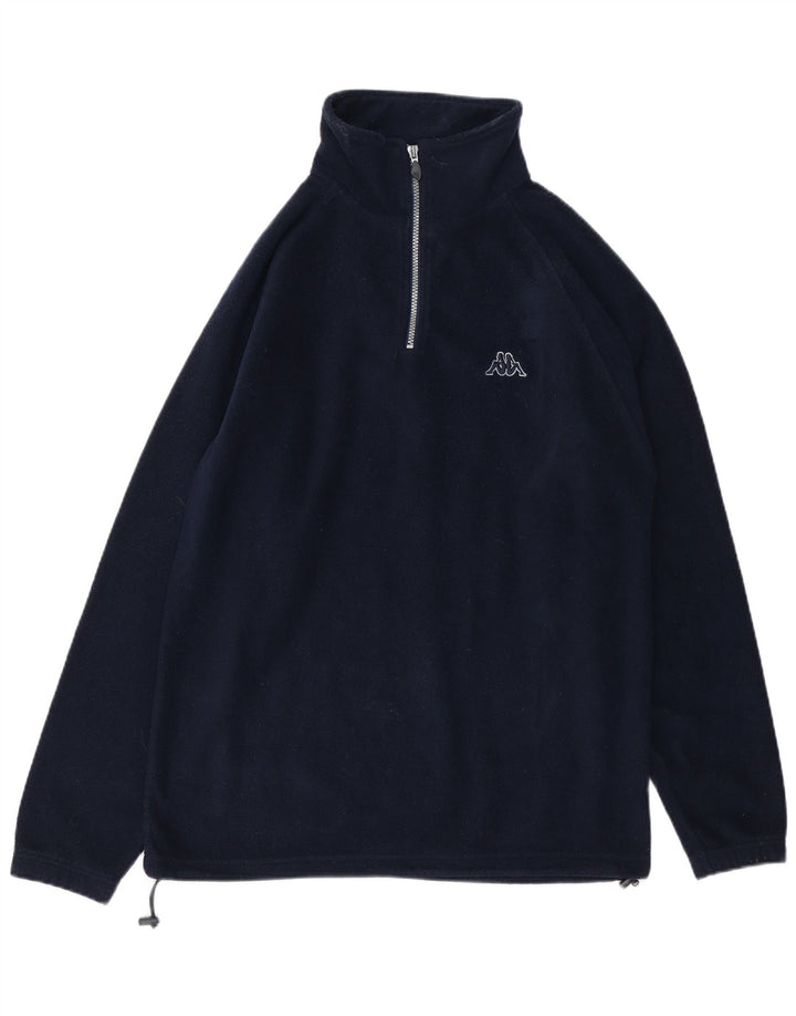KAPPA Suéter masculino de lã com zíper e gola média azul marinho