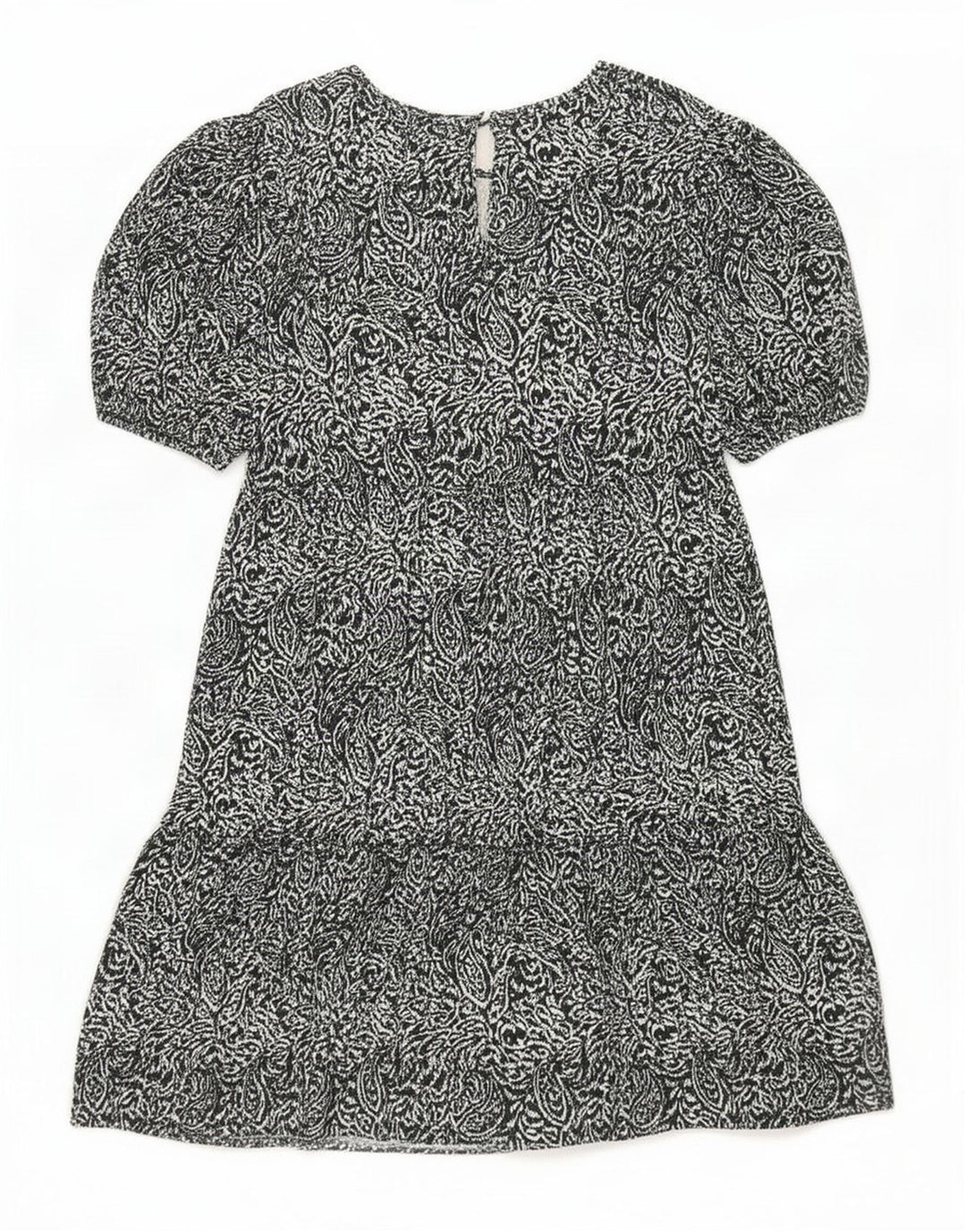 Vestido feminino Marks & Spencer em camadas Reino Unido 12 poliéster paisley preto médio