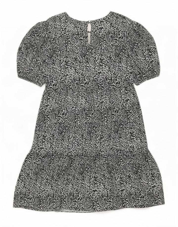 Vestido feminino Marks & Spencer em camadas Reino Unido 12 poliéster paisley preto médio