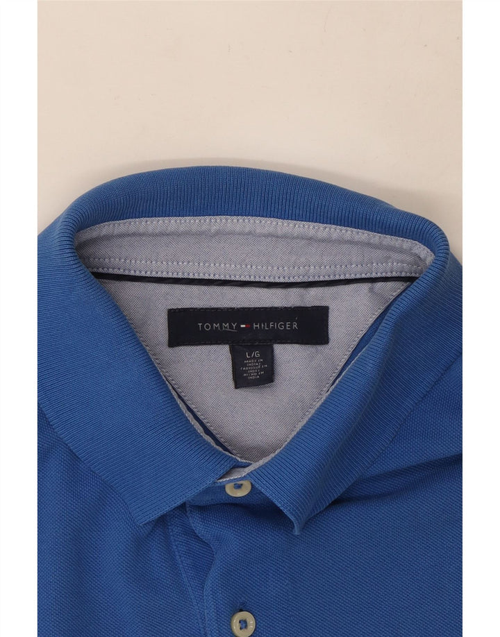 Camisa polo masculina Tommy Hilfiger grande algodão azul