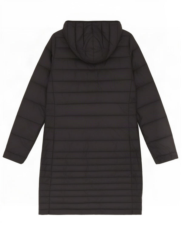 Casaco acolchoado com capuz feminino Puffa Reino Unido 8 pequeno nylon preto