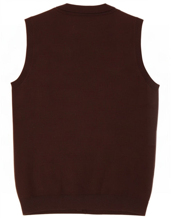 Zara Womens Vest Tank Top UK 12 Médio Algodão Marrom