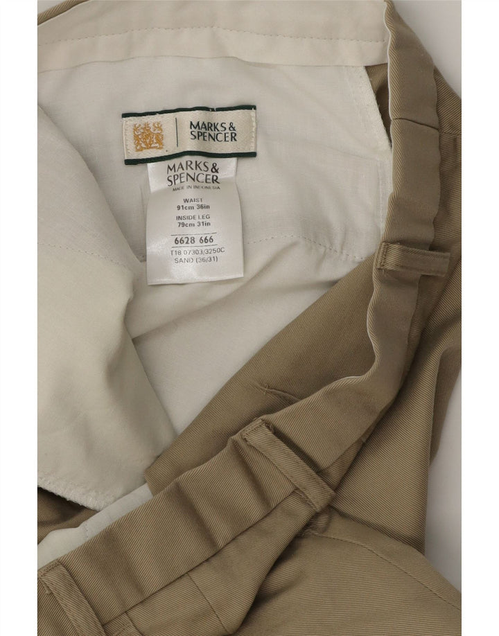 Calça masculina MARKS & SPENCER com pegged terno W36 L31 algodão bege