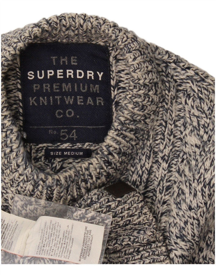 Suéter masculino Superdry com gola redonda, lã manchada azul marinho médio