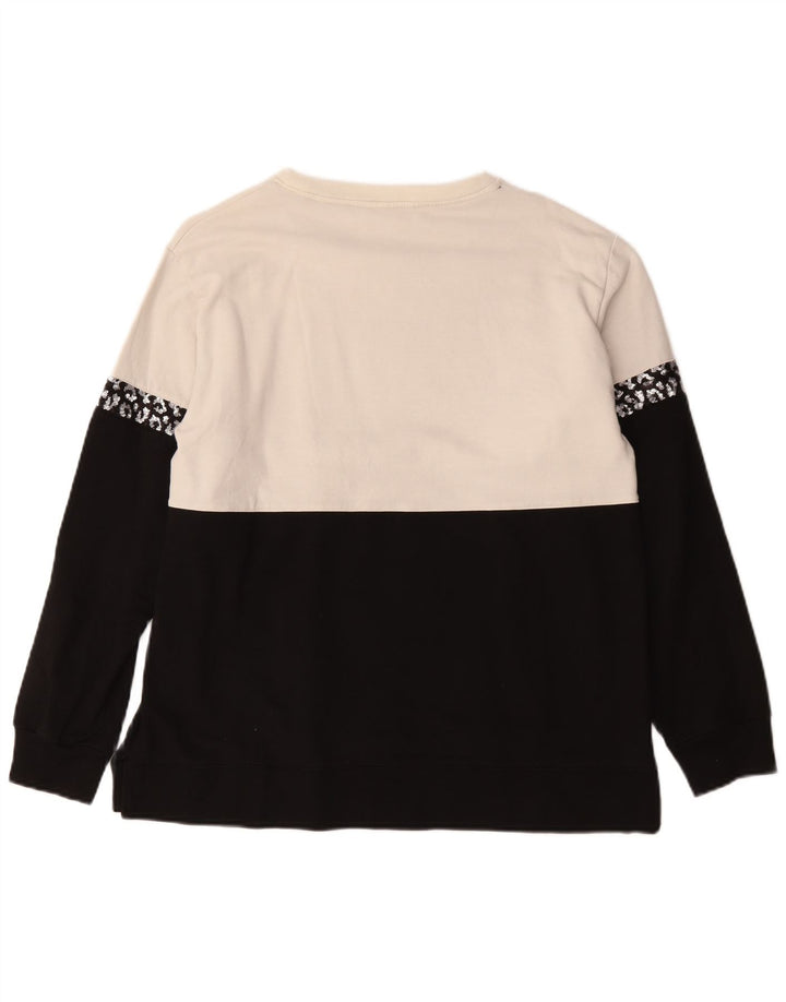 Suéter gráfico feminino Freddy UK 14 grande bloco colorido preto