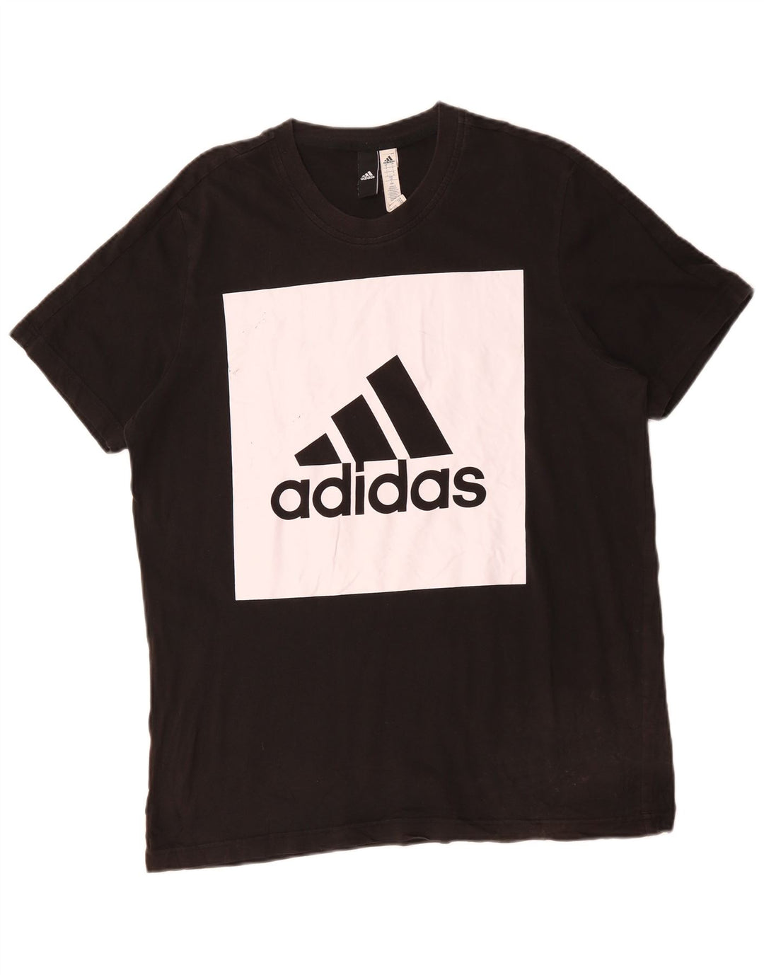 Camiseta masculina ADIDAS com estampa gráfica grande de algodão colorido preto