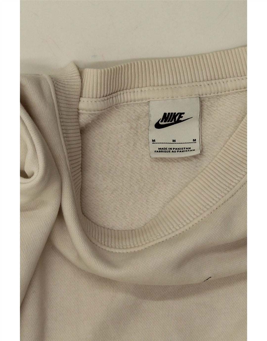 Nike Womens Crop Oversized Moletom Jumper UK 14 Médio Off White Algodão