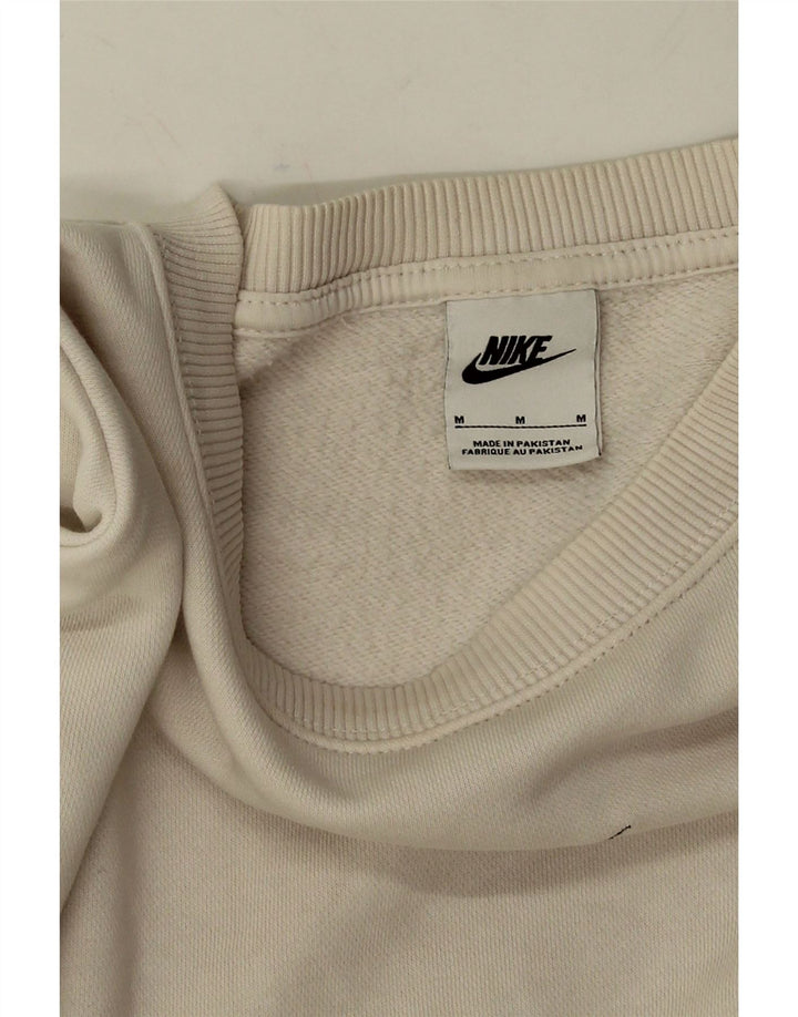 Nike Womens Crop Oversized Moletom Jumper UK 14 Médio Off White Algodão