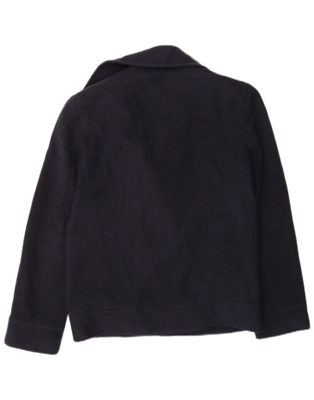 Casaco feminino Marks & Spencer Pea Coat UK 10 pequeno lã azul marinho