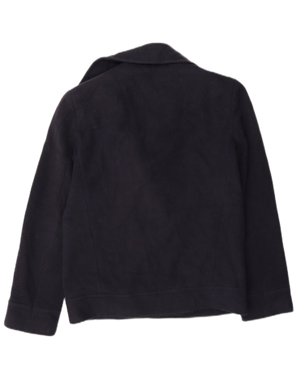 Casaco feminino Marks & Spencer Pea Coat UK 10 pequeno lã azul marinho