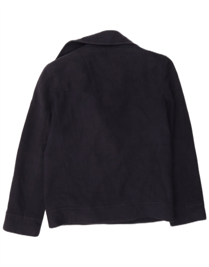 Casaco feminino Marks & Spencer Pea Coat UK 10 pequeno lã azul marinho