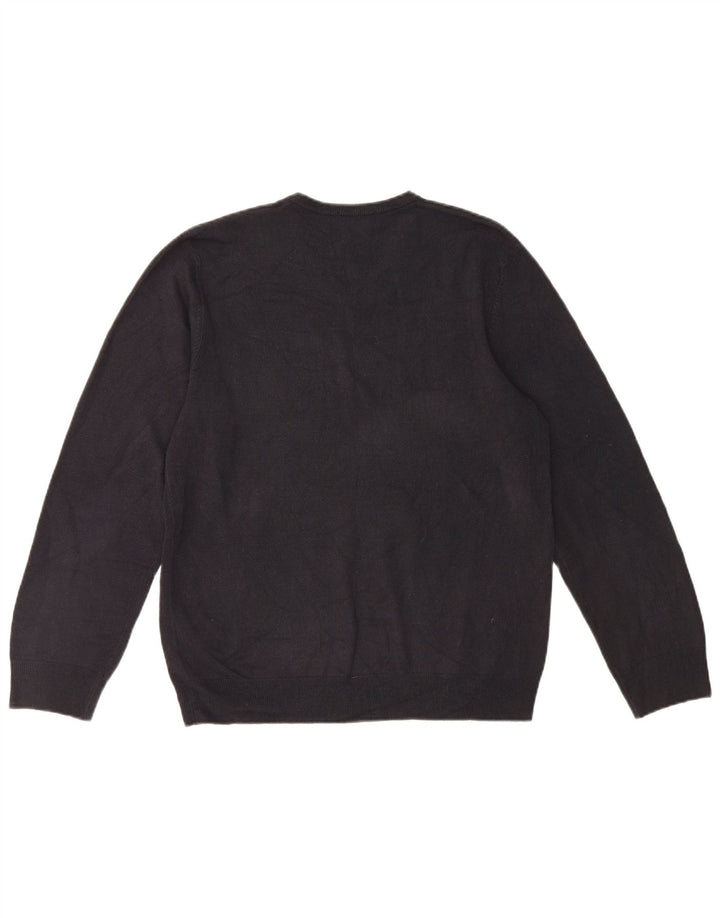 Suéter masculino Marks & Spencer Blue Harbor com decote em V grande acrílico preto