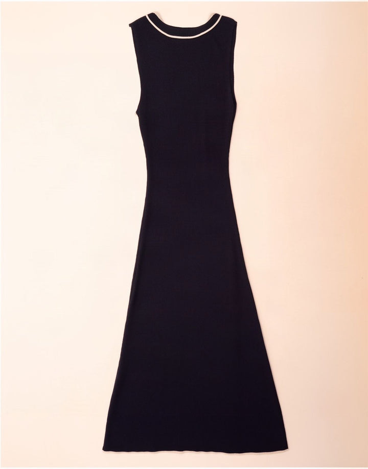 Vestido maxi feminino Marks & Spencer Reino Unido 10 pequeno bloco colorido azul marinho
