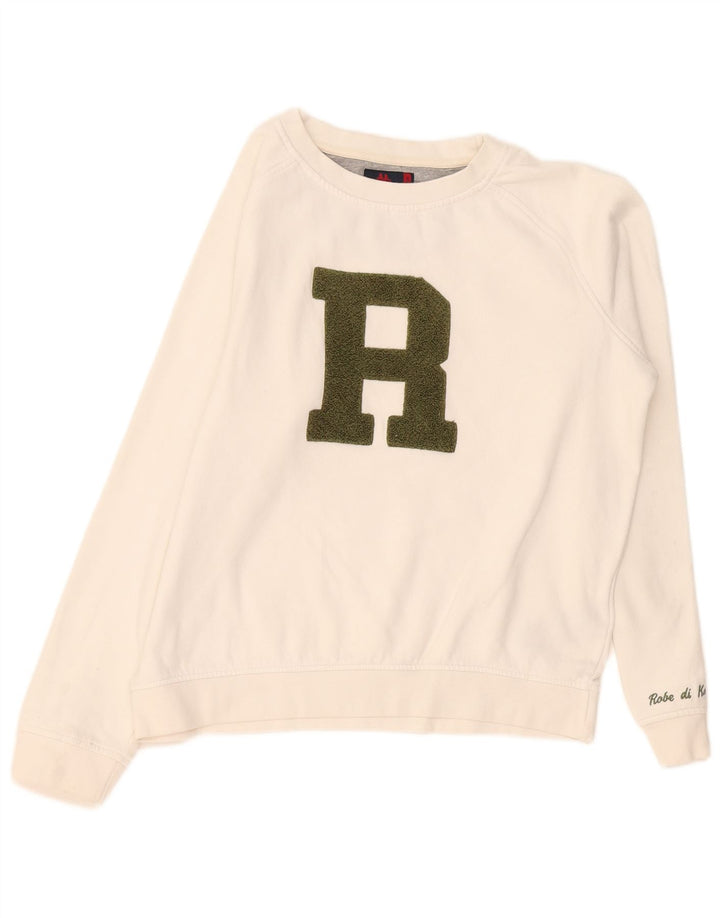 Kappa moletom feminino gráfico jumper UK 16 grande algodão branco