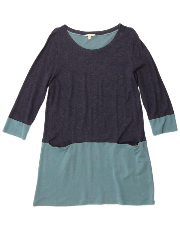 WHITE STUFF Vestido feminino evasê UK 16 grande bloco colorido azul marinho