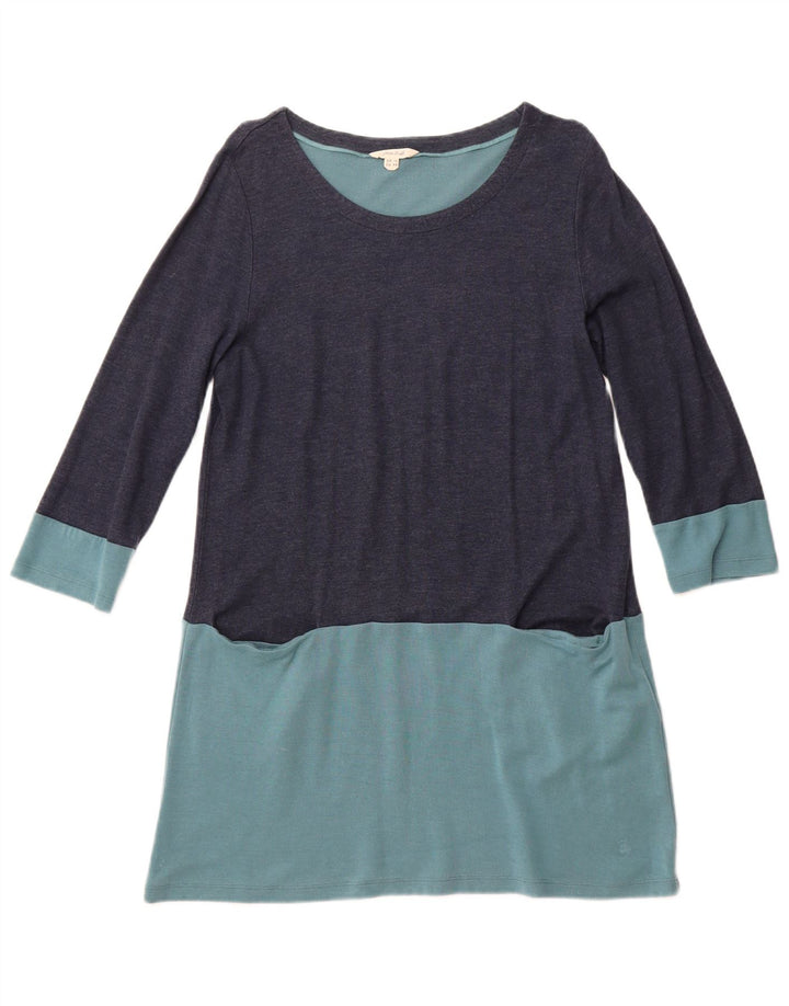 WHITE STUFF Vestido feminino evasê UK 16 grande bloco colorido azul marinho