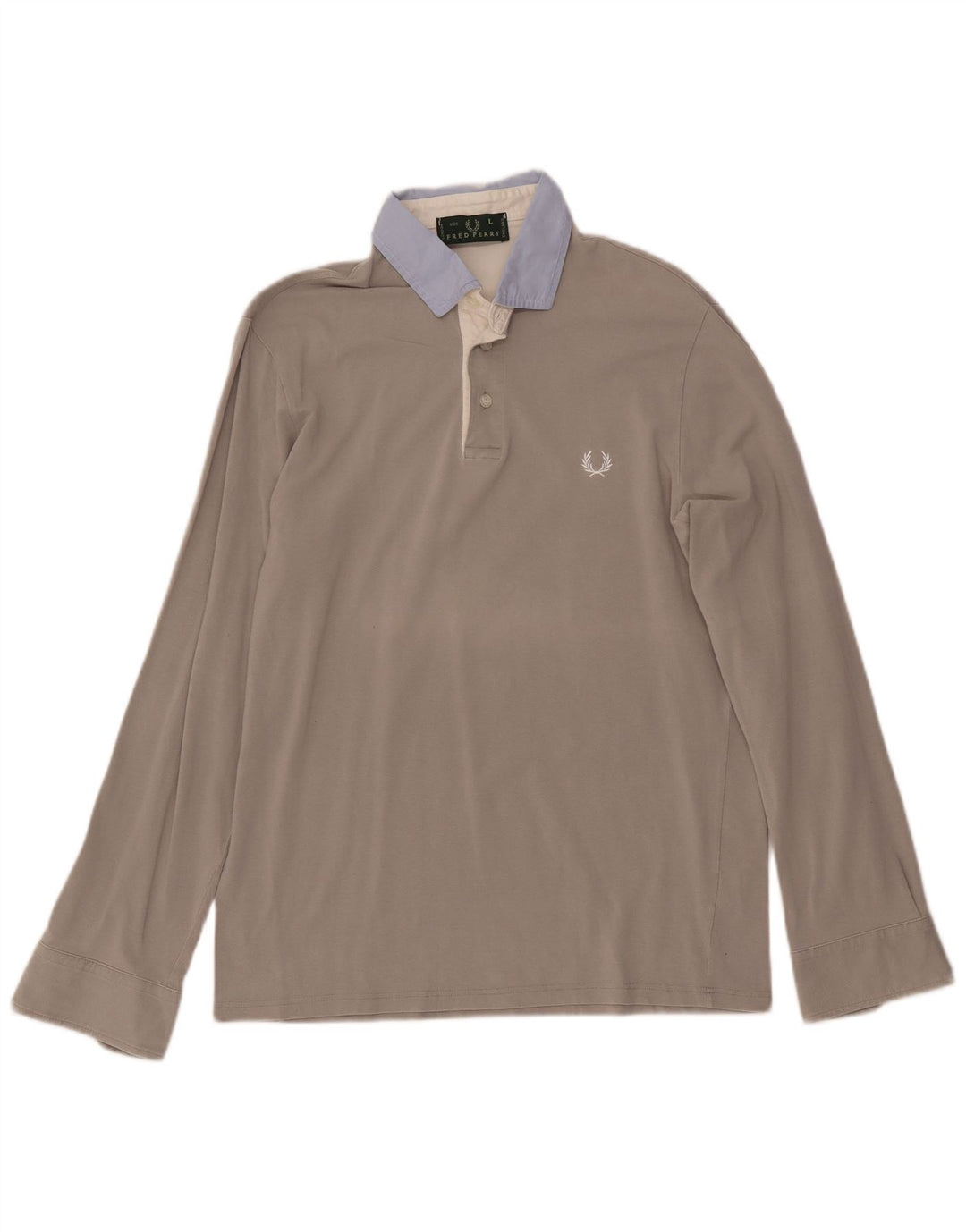 Camisa polo masculina de manga comprida FRED PERRY grande algodão colorido cinza