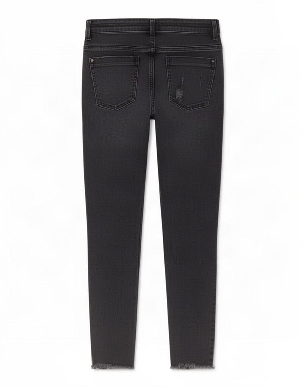Calça jeans feminina Zara Z1975 cropped desgastada EU 38 pequena W28 L26 preta
