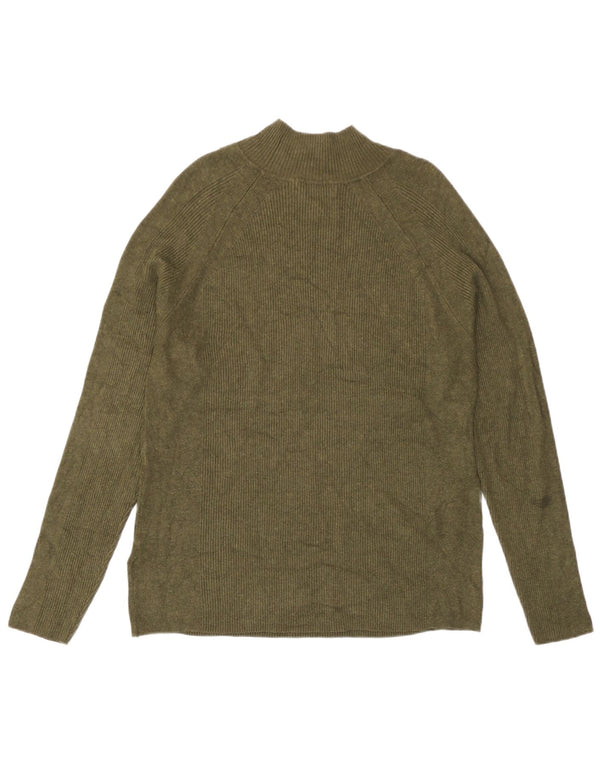 Suéter feminino Marks & Spencer com gola tartaruga Reino Unido 16 grande viscose cáqui