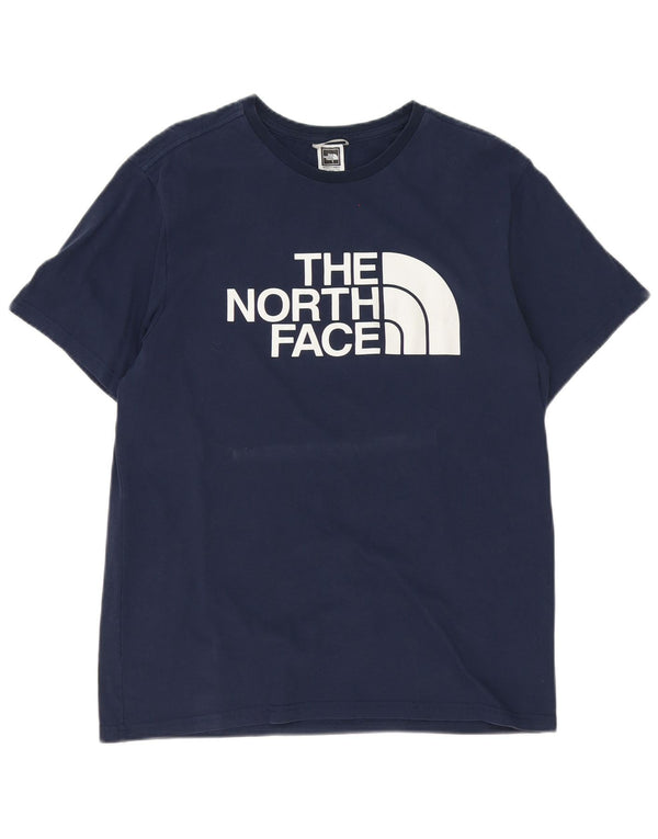 Camiseta gráfica masculina The North Face Top médio algodão azul marinho