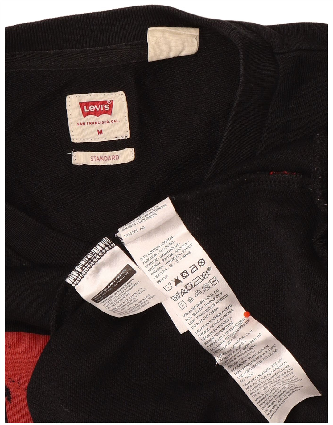Levi's Mens Standard Graphic Moletom Jumper Médio Algodão Preto
