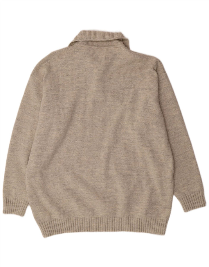 Suéter masculino VINTAGE com gola polo 2XL lã bege