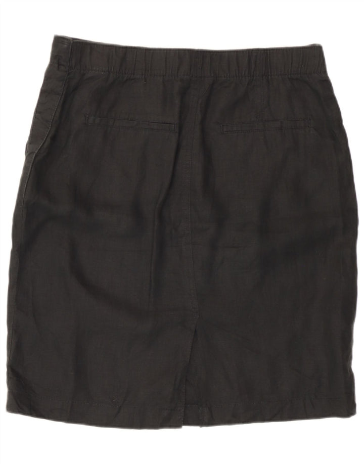 Saia reta feminina Marks & Spencer Reino Unido 12 médio W32 linho preto