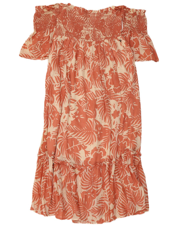 Vestido feminino PEPE JEANS ombro de fora UK 8 pequeno rosa floral viscose