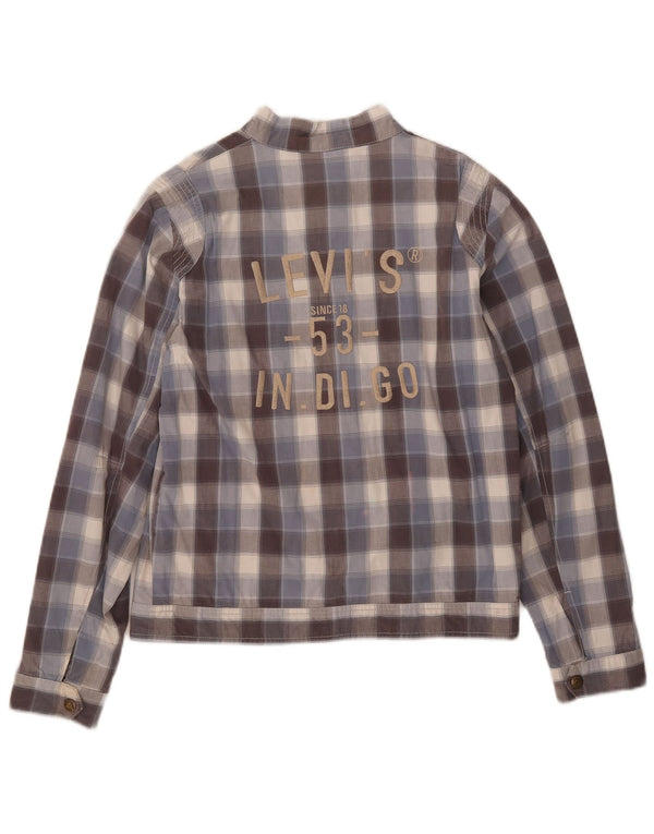 Jaqueta bomber gráfica Levi's Boys 13-14 anos xadrez azul