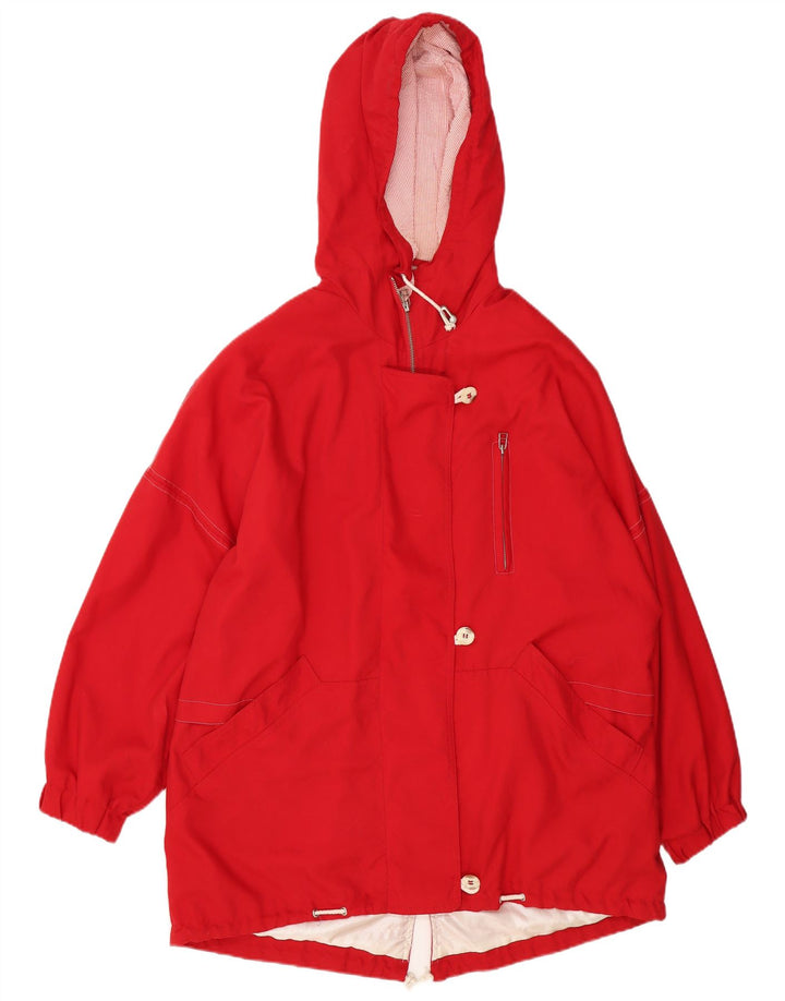 Poliéster vermelho pequeno Reino Unido 10 de grandes dimensões encapuçados do revestimento Parka das mulheres do vintage