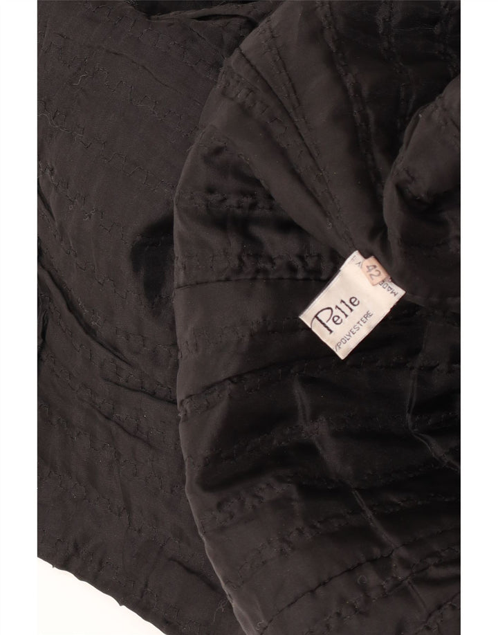 Casaco de couro feminino vintage IT 42 couro preto médio