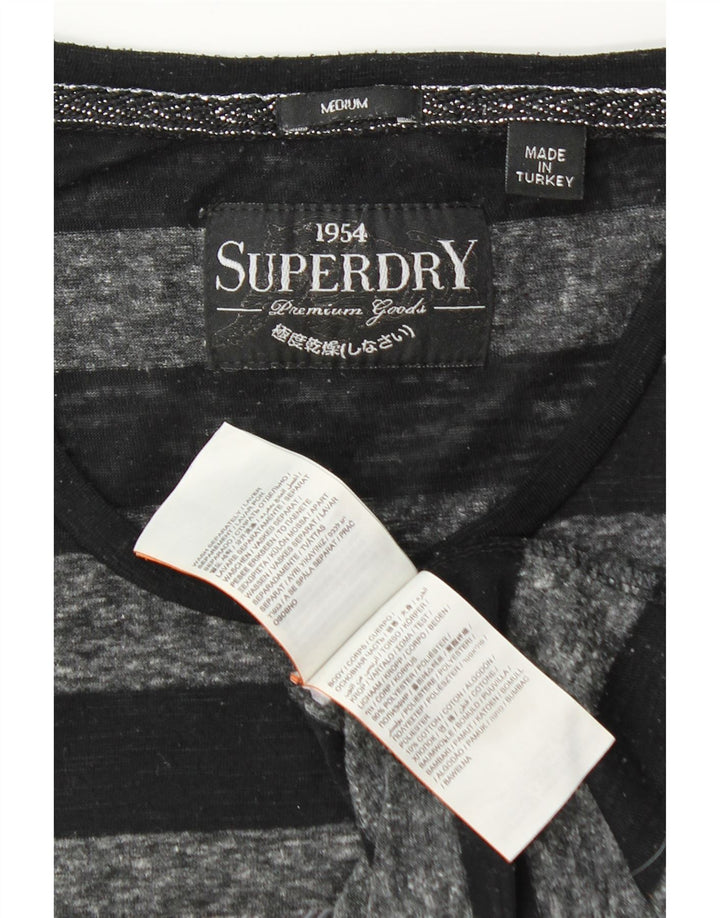 Camiseta feminina Superdry com estampa gráfica UK 12 poliéster listrado preto médio