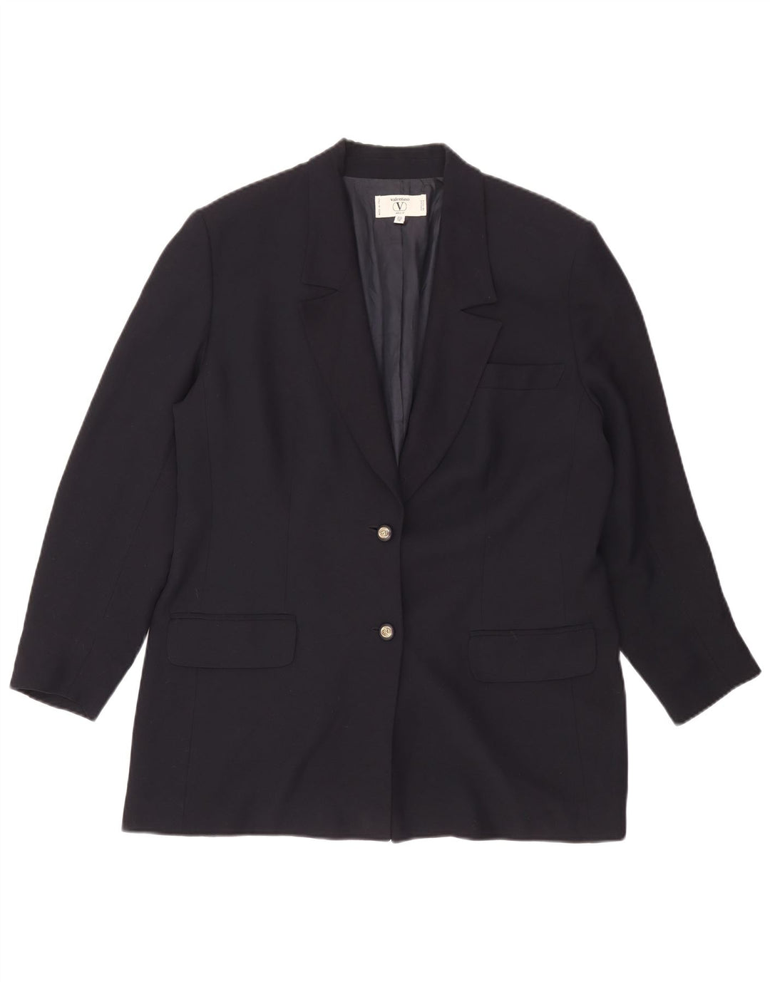 Jaqueta Blazer Feminina Valentino com 2 Botões IT 50 XL Azul Marinho Viscose
