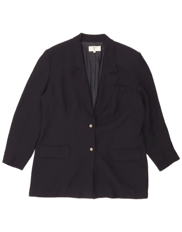 Jaqueta Blazer Feminina Valentino com 2 Botões IT 50 XL Azul Marinho Viscose