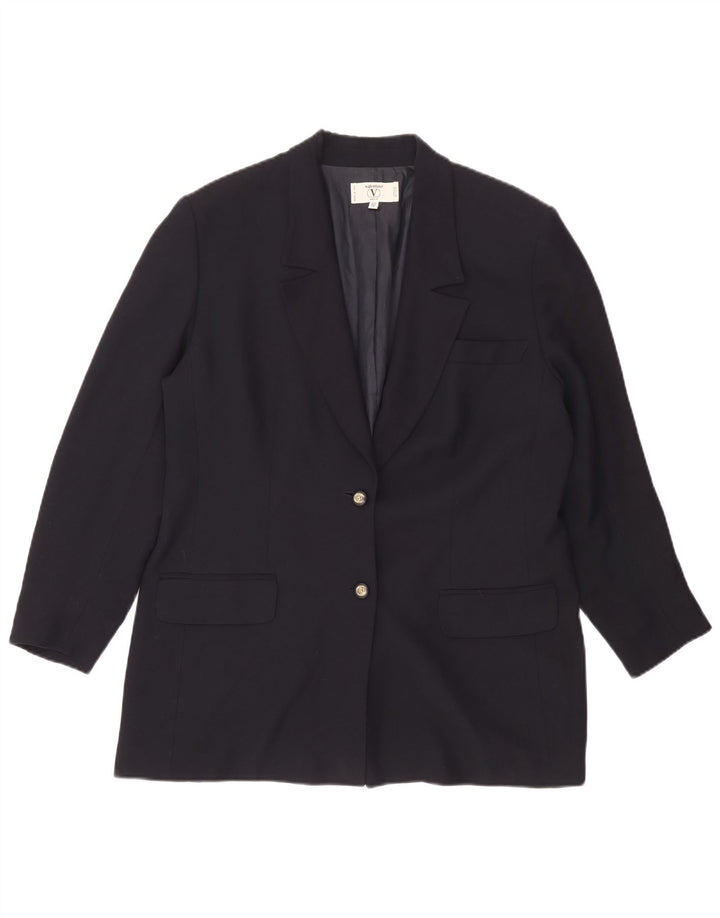 Jaqueta Blazer Feminina Valentino com 2 Botões IT 50 XL Azul Marinho Viscose