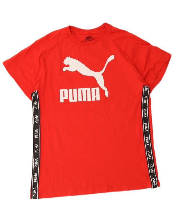 Puma camiseta feminina gráfica top UK 10 pequeno algodão vermelho