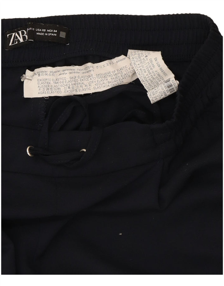 Calça de treino feminina Zara UK 6 XS azul marinho poliéster