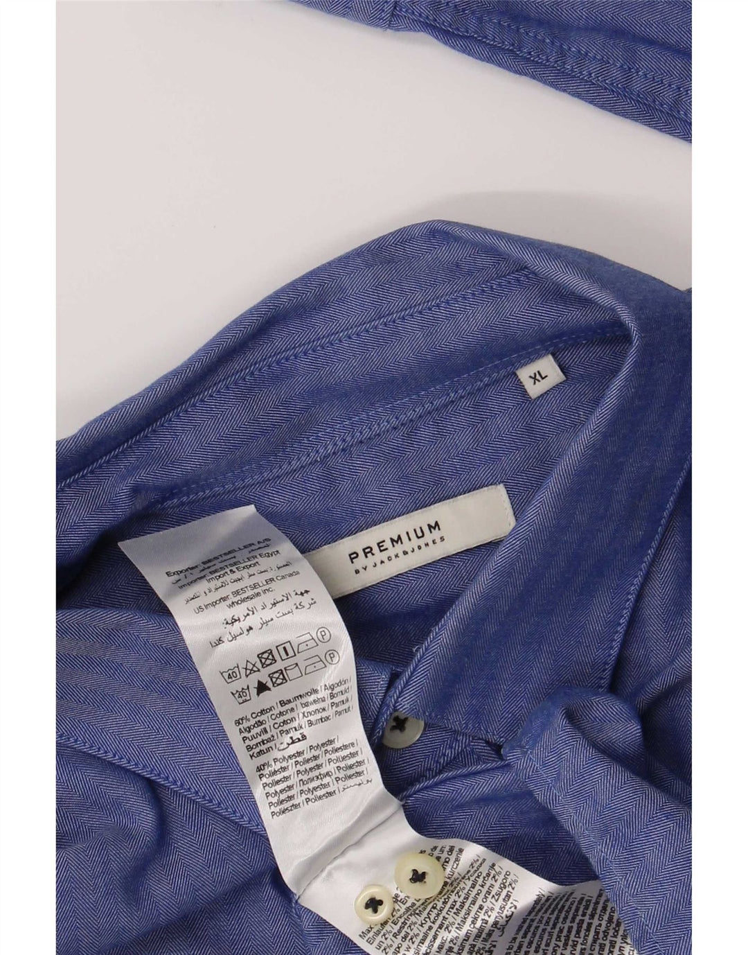 Camisa masculina Jack & Jones XL azul espinha de peixe